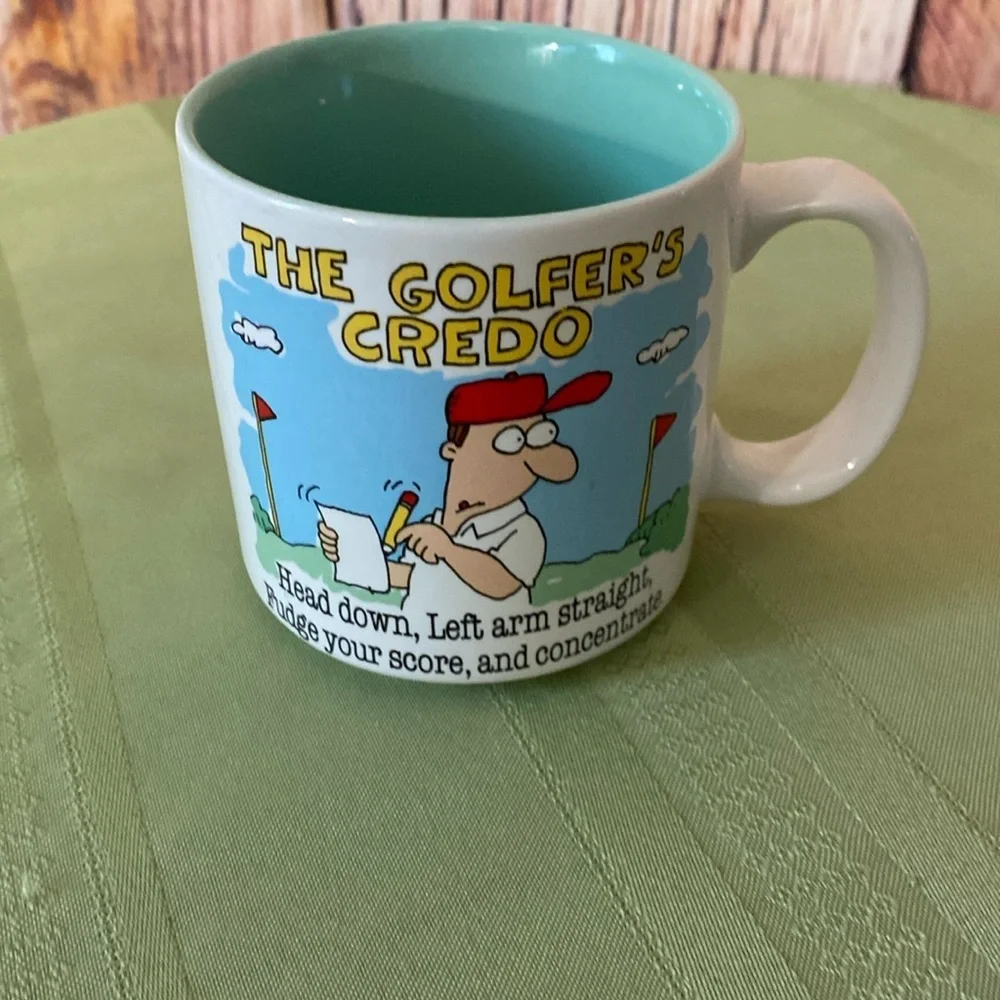 Jim‎ Benton Golfers  Credo Cartoon Coffee Tea Mug Funny Vintage Cup Golf Comic